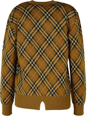 Burberry Check Sweater In Beige Mohair Blend