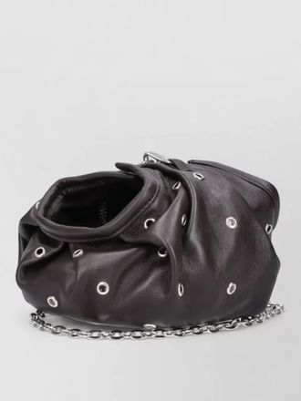 Gimaguas ruched clutch bag chain strap eyelets