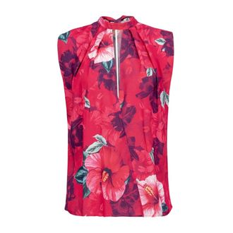 Pinko Sleeveless Tops, female, Pink, Size: S Stylish Blouse with Unique Design