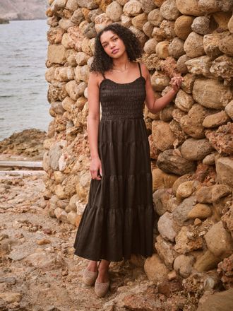 Fat Face FatFace Adeline Black Tiered Strappy Dress