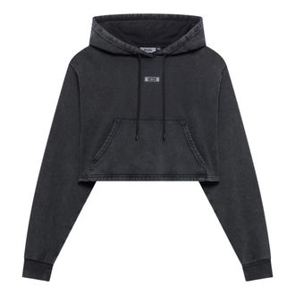 GCDS Felpa Crop Stone Washed - - Sweatshirts & Hoodies - Donna - Grigio - L