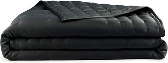 DKNY Hammered Silk & Cotton Blend Quilt in Black at Nordstrom, Size King