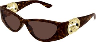Gucci Cat-eye zonnebril met iconisch ontwerp - Dames - Accessoires - Bruin - Maat: 55 MM