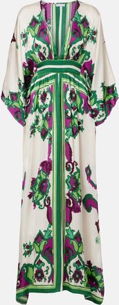Poupette St Barth Sol floral satin kaftan