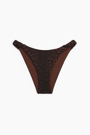 H&M Cheeky Bikinihose - Dunkelbraun/Leopardenprint