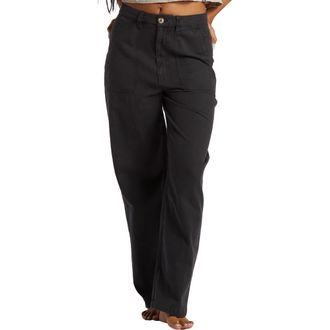 Billabong Stay Grounded High Waist Wide Leg Pants in Black Sands at Nordstrom Rack, Size 27