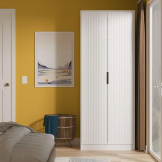 Lewis's Fluted Double Wardrobe in White Matt - Ready Assembled - Lewiss Home | TJ Hughes