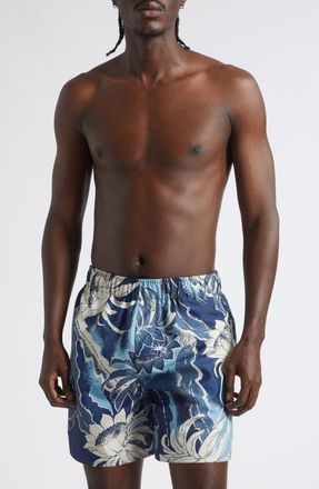J.W.Anderson Tropical Print Swim Trunks in Sapphire at Nordstrom, Size X-Large