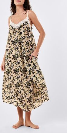 Papinelle Sleepwear Serena Lace Trim Maxi Nightgown in Deep Navy at Nordstrom, Size Xx-Large