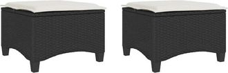 vidaXL Taburetes De Jard&iacute;n Con Cojines 2 Uds Negro 55x55x36 Cm Vidaxl