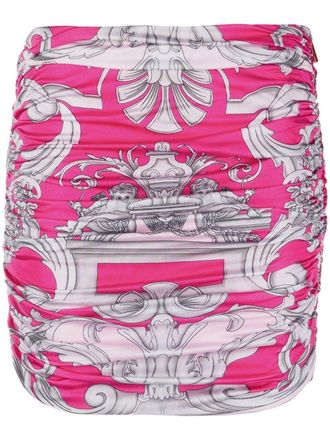 Versace Baroque-print mini skirt - women - Viscose/Viscose - 36 - Pink