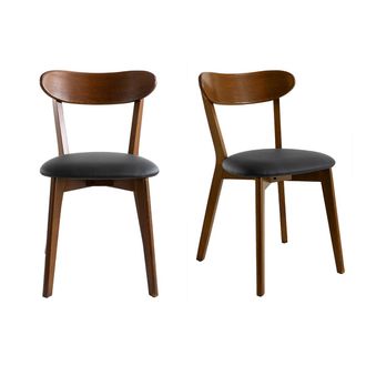 Miliboo Sillas Vintage Madera Oscura Y Asiento Negro (lote De 2) Dove