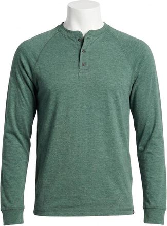 Faherty Cloud Long Sleeve Henley Tee In Deep Fern Heather