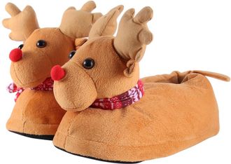 Frcolor Warm Plush Elk Slippers for Home Adorable Plush Winter Slippers Back Heel for Ladies Bathroom for Autumn