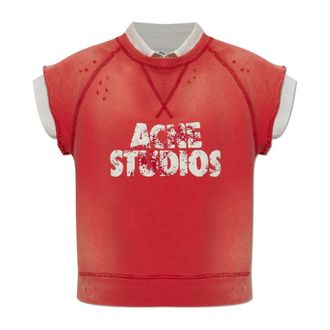 Acne Studios T-Shirts, female, Red, Size: L Fleece logo vest