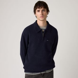 Levi's Boulder Quarter Zip Sweater - Mens - XL - Blue