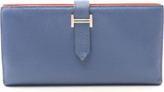 Hermès Hermès Béarn 2018 Souffle Bi-fold Wallet in Cornflower Blue