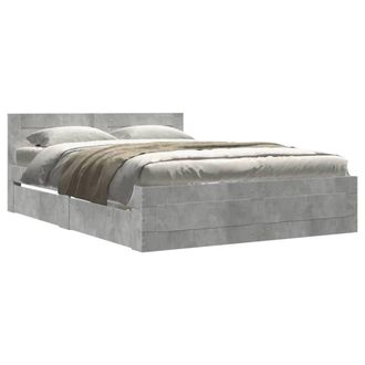 Berkfield Home Bed Frame with Headboard Frame Concrete Grey 120x190 cm Small Double