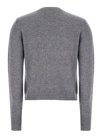 Max Mara Womens Sweater V-Neck Wool-Cashmere Grey Tops Top
