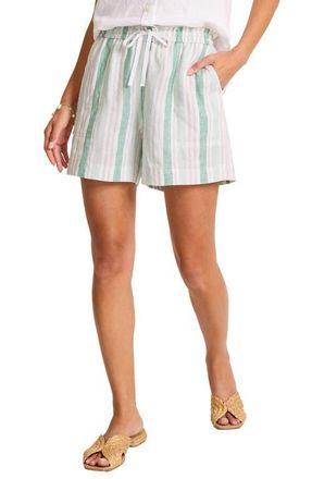 Tommy Bahama Seabright Stripe Linen Drawstring Shorts in Silky Green at Nordstrom, Size X-Large