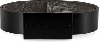 Ferragamo Black Solid Reversible Belt