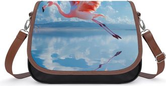 Generic Flamingo Flying Over Lake Small Womens Crossbody Bags Shoulder Handbag with Adjustable Strap for Travel