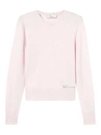 Blumarine logo-embroidered sweater - women - Cashmere/glass - S - Pink