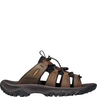 Keen Mens Targhee Slide Leather Sandals In Bison / Mulch