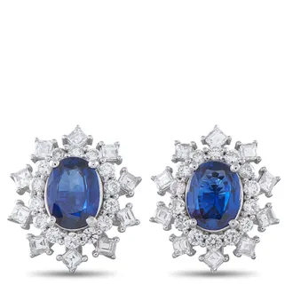 Luxury Bazaar Platinum 1.19ct Diamond and Sapphire Earrings MF22-0411026