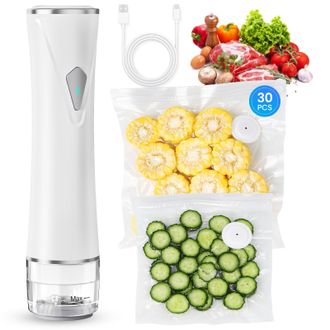 OEM Envasadora Al Vac&iacute;o De Alimentos Con Dep&oacute;sito Visible, Envasadora Al Vac&iacute;o Port&aacute;til Con 30 Bolsas Reutilizables Para Una Frescura 5 Veces Mayor, Inal&aacute;