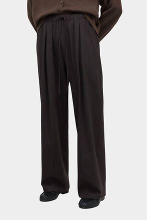 CORDERA Pleated Relaxed Pants In Dark Brown