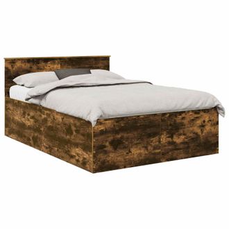 vidaXL Estructura De Cama Con Cabecera Roble Ahumado 150 X 200 Cm Vidaxl