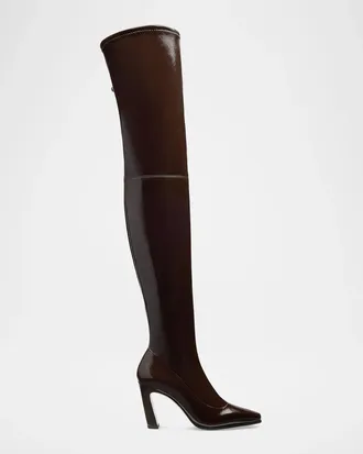 Stuart Weitzman 85mm Ultrastassi Stretch Vinyl Leather Over-The-Knee Boots