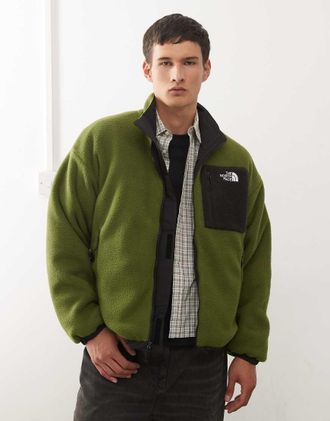 The North Face Yumiori - Giacca in pile double-face verde e nera-Nero