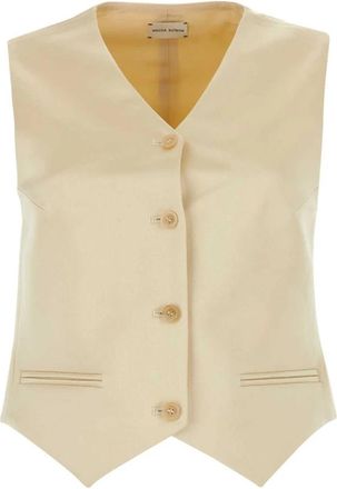 Magda Butrym Cream Katoenmix Vest - Dames - Gillet - Geel - S - Katoen - Kostuums