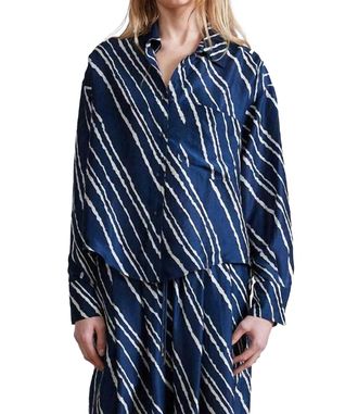 Apiece Apart Easy Button Down Shirt In Navy Bias