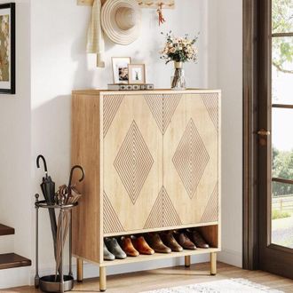 Tribesigns Tribesigns Shoe Cabinet with Doors, 6-Tier Shoe Storage Cabinet with Adjustable Shelves, 24 Pairs Wood Shoes Rack Modern Storage Organizer for