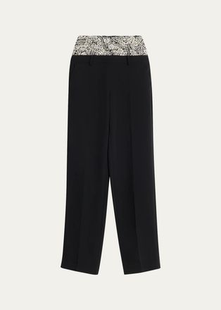 Cinq &agrave; Sept Dionne Crystal Ivy Double-Waistband Trousers
