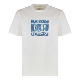 C.P. Company T-Shirts, male, White, Size: 2XL Cotton crew neck T-shirt