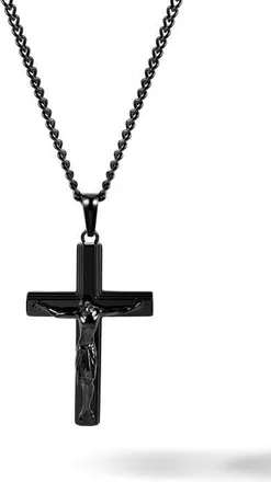 Vincero Mens Crucifix Pendant Necklace in Black at Nordstrom