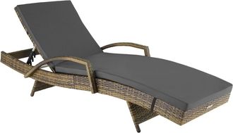 TecTake Tumbona de ratán curva de aluminio ajustable en 5 posiciones, natural