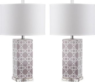 Safavieh Juego de 2 lamparas de mesa de ceramica gris