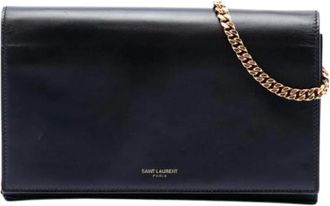Saint Laurent Pre-owned Portemonnee met ketting - Dames - Vintage Clutch - Zwart - ONE Size - Leer - Vintage