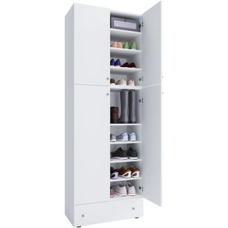 ebuy24 Mobile scarpa in legno vcm Dimensioni: a. 200 x l. 70 x t. 39 cm Armadio multiuso 9 scomparti 4 porte girevoli cassetto extra - Lona (rovere Sonoma)