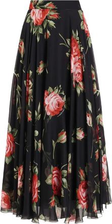 Dolce & Gabbana Gonna midi a fiori - Nero