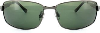 Polaroid rechthoek heren donkere gunmetal groene gepolariseerde zonnebril