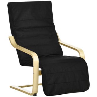 HOMCOM Lounge Chair Recliner Adjustable Footrest Home Black | TJ Hughes