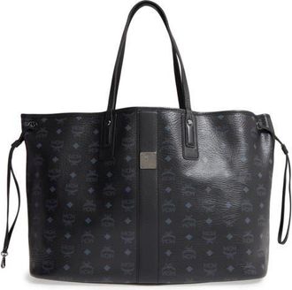 MCM Large Liz Reversible Shopper in Jet Black at Nordstrom