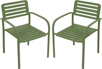 Vente-Unique Poltrona da giardino impilabili in metallo - Verde - Lotto di 2 - NILY di MYLIA