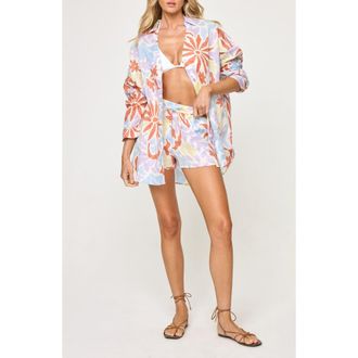 L*Space Rio Linen Cover-Up Tunic in Botany Bay at Nordstrom Rack, Size X-Small/small